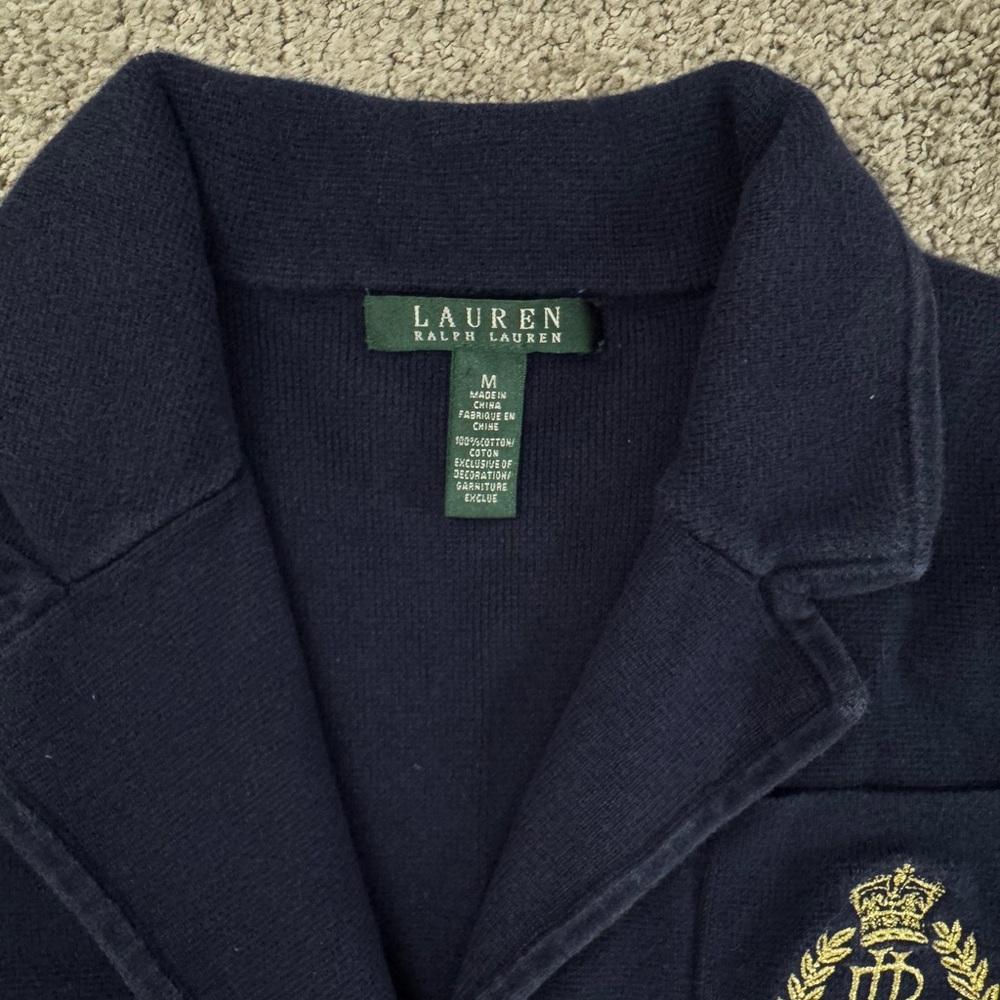 Ralph Lauren Navy Monogram Sweater Sz Medium Preppy Luxury Resortwear monogram - Picture 7 of 8